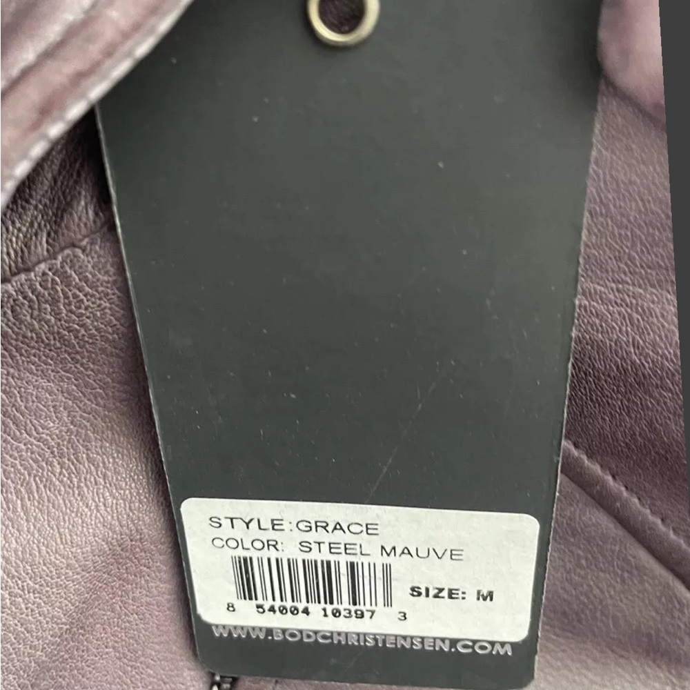Bod & Christensen (Grace) steel mauve Leather biker Moto Jacket Medium NWT A30 - Picture 8 of 11